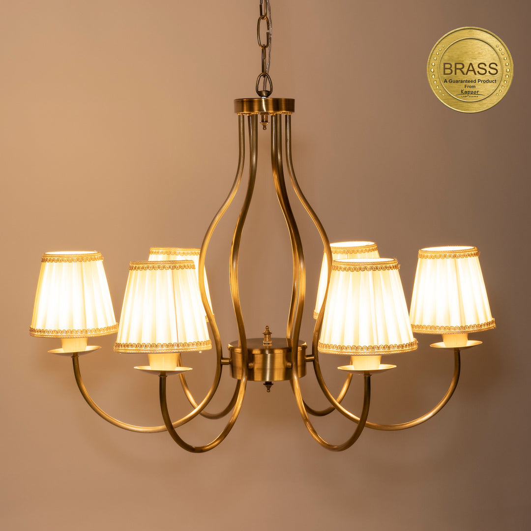 POWELL 6 Arms Brass Chandeleir Light