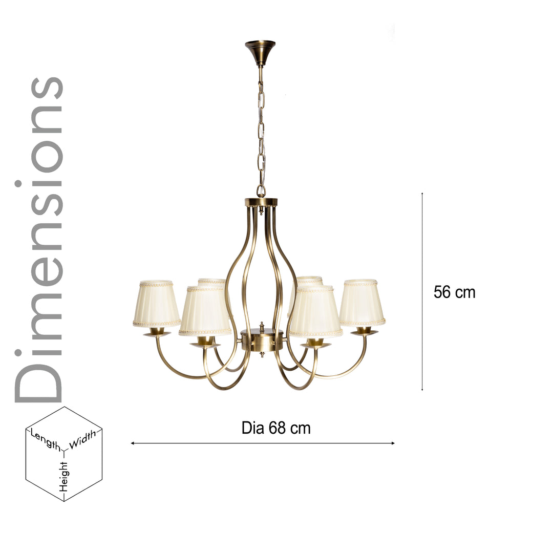 POWELL 6 Arms Brass Chandeleir Light