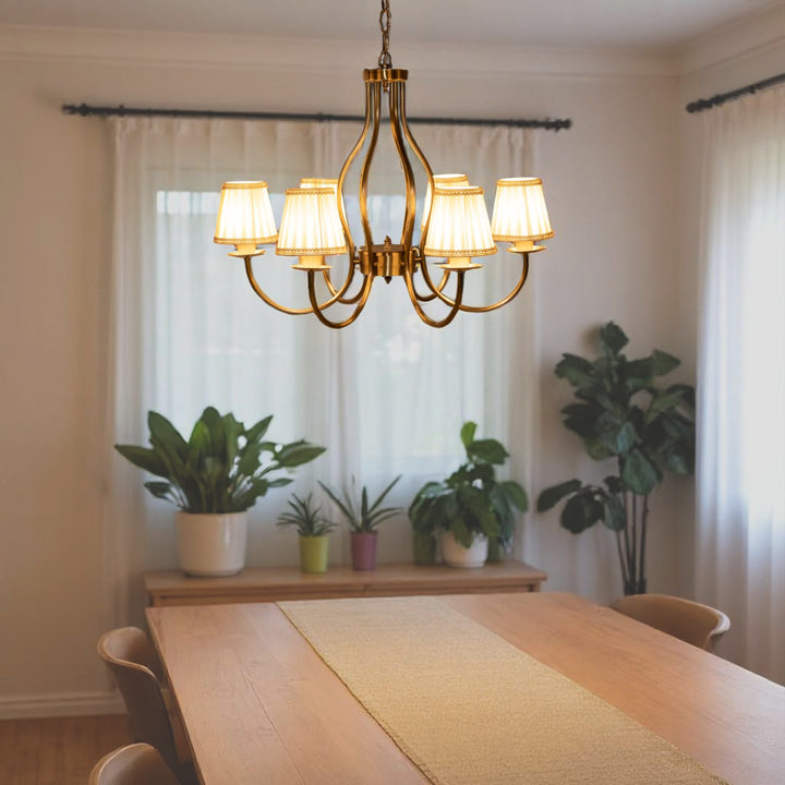 POWELL 6 Arms Brass Chandeleir Light