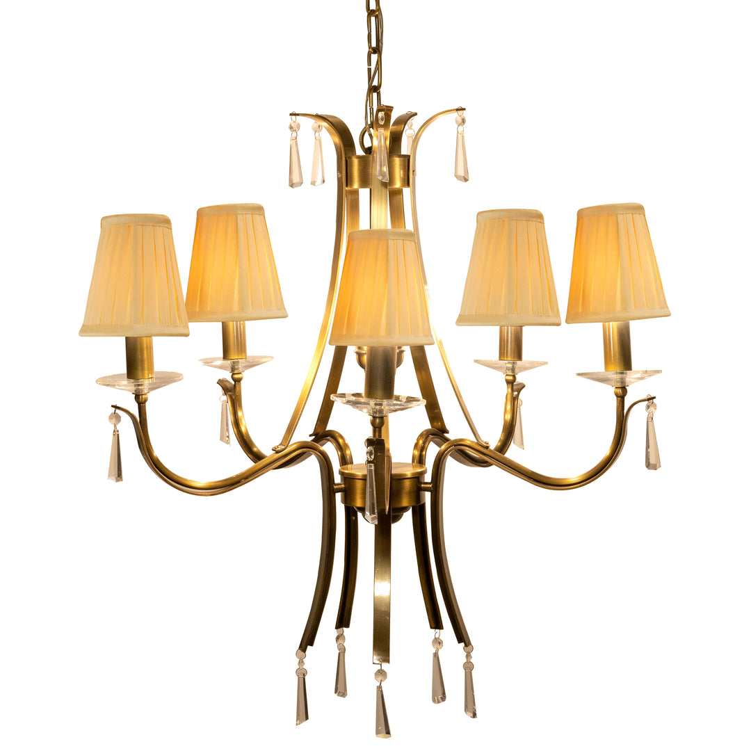NIOBE 5 Arms Brass Chandelier Light Antique finish.
