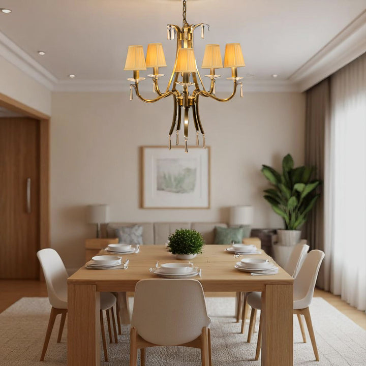 NIOBE 5 Arms Brass Chandelier Light Antique finish.