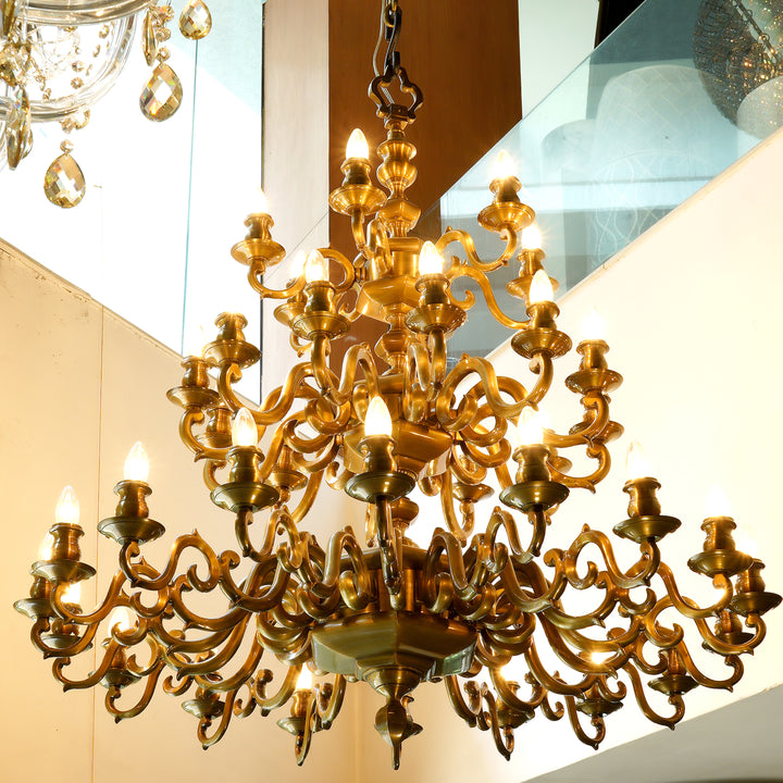 MARCEL 36 Lights Brass Antique Heavy Casting Chandelier