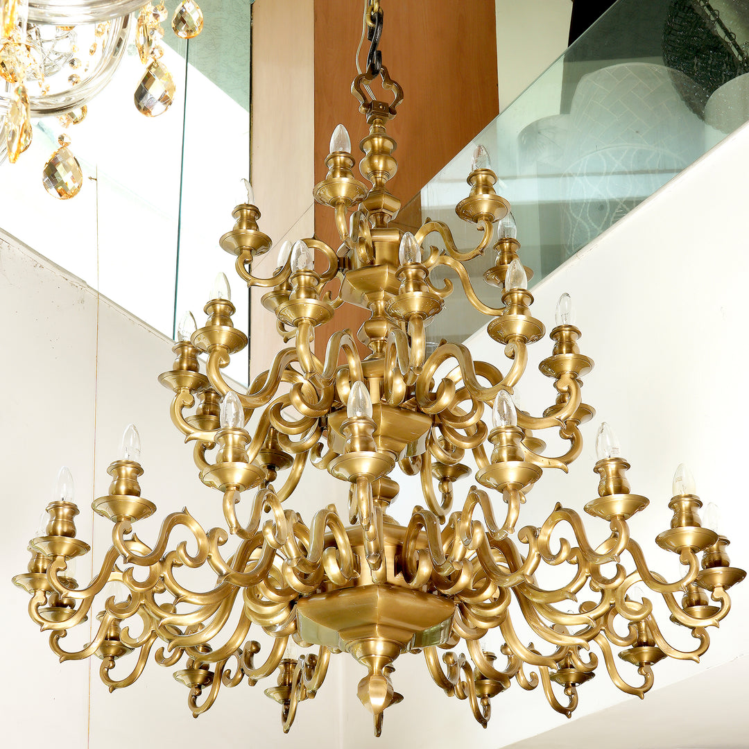 MARCEL 36 Lights Brass Antique Heavy Casting Chandelier