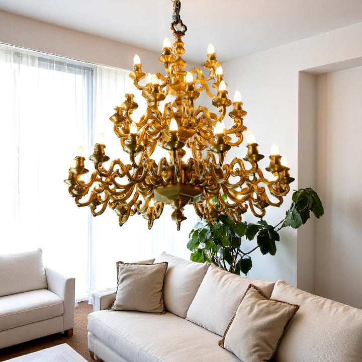 MARCEL 36 Lights Brass Antique Heavy Casting Chandelier