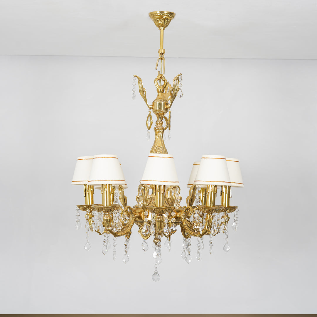 YLONDA 8 Arms Brass Light Antique Chandelier Light