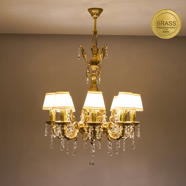 YLONDA 8 Arms Brass Light Antique Chandelier Light