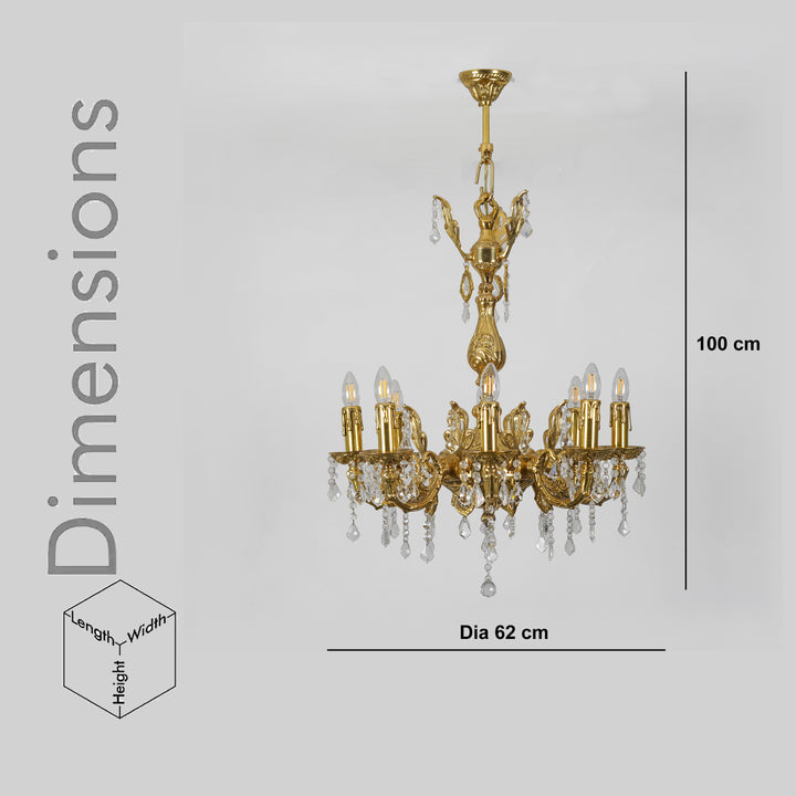 YLONDA 8 Arms Brass Light Antique Chandelier Light