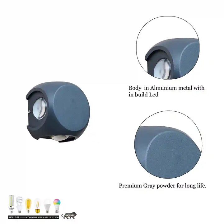 Vista Grey 4-Way Outdoor LED wall Light