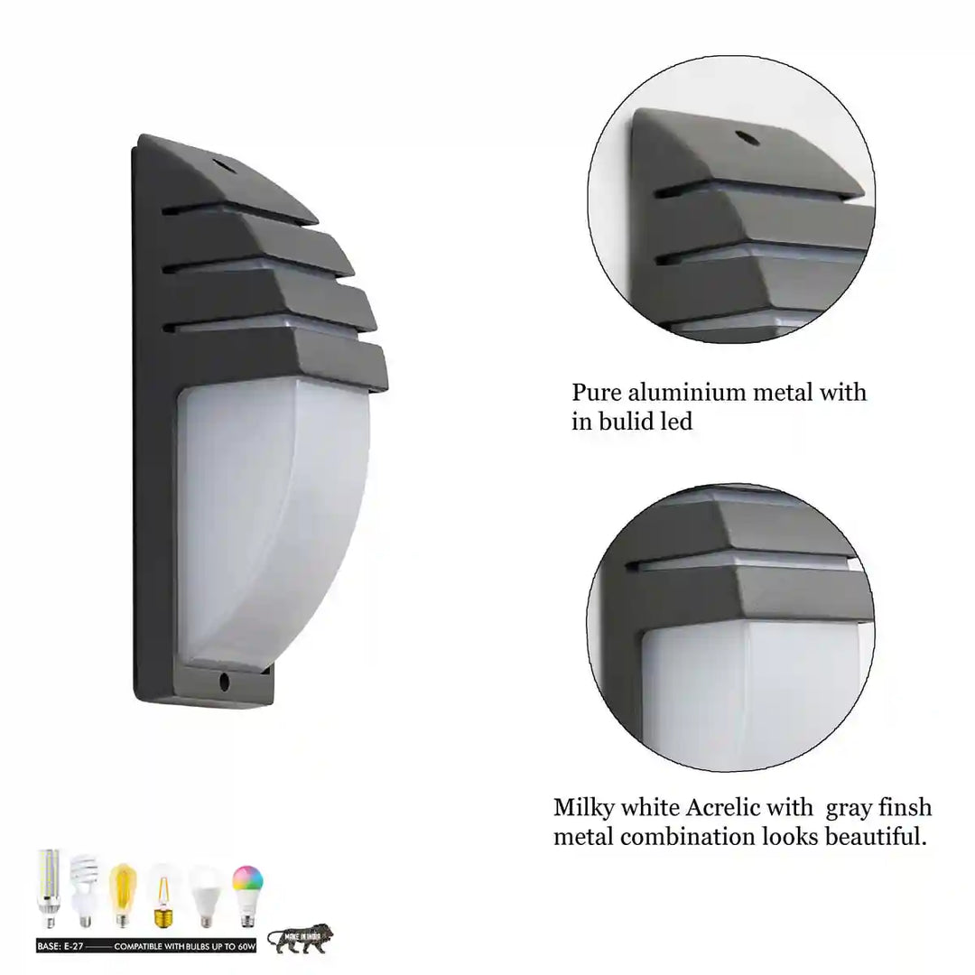 Pozza Grey Outdoor LED Wall Light