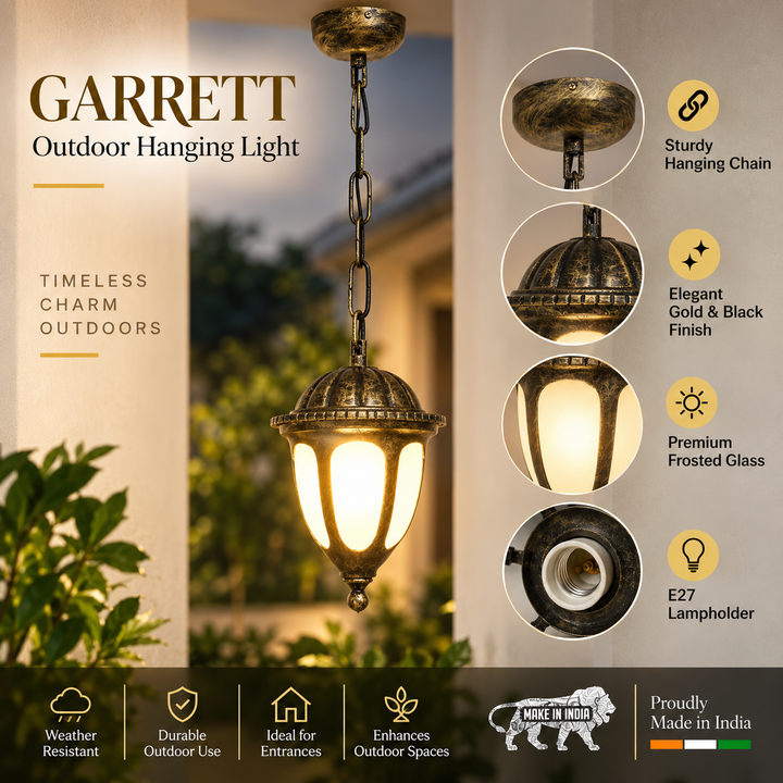 GARRETT Gold and Black Outdoor Hanging Light