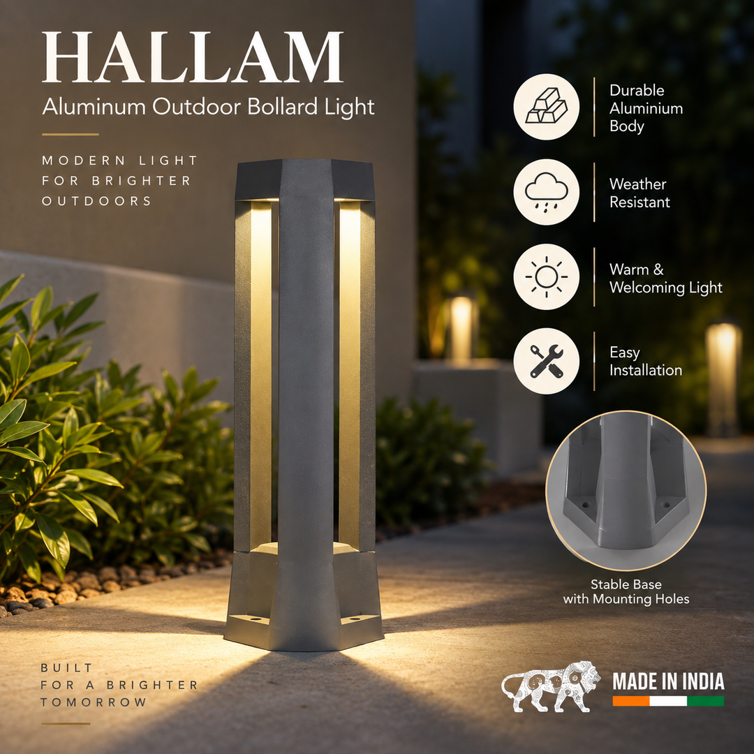 HALLAM Aluminum Outdoor Bollard Light
