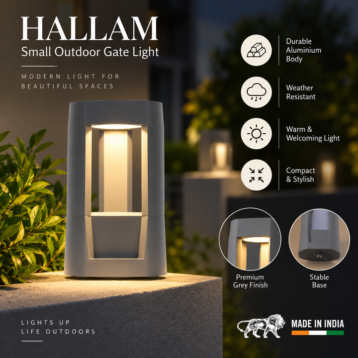 HALLAM Aluminium Small Outdoor Gate Light
