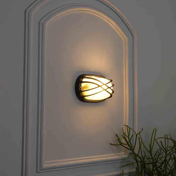 Aqua Oval Grey Outdoor Wall Light