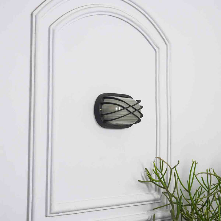 Aqua Oval Grey Outdoor Wall Light