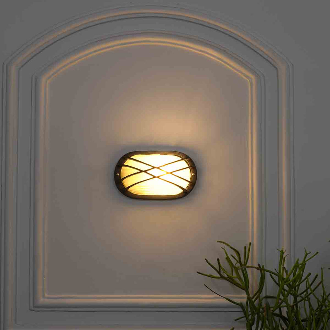 Aqua Oval Grey Outdoor Wall Light