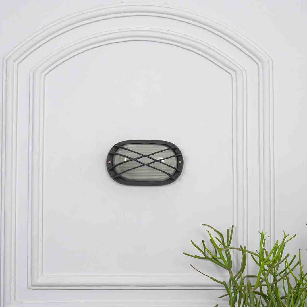 Aqua Oval Grey Outdoor Wall Light