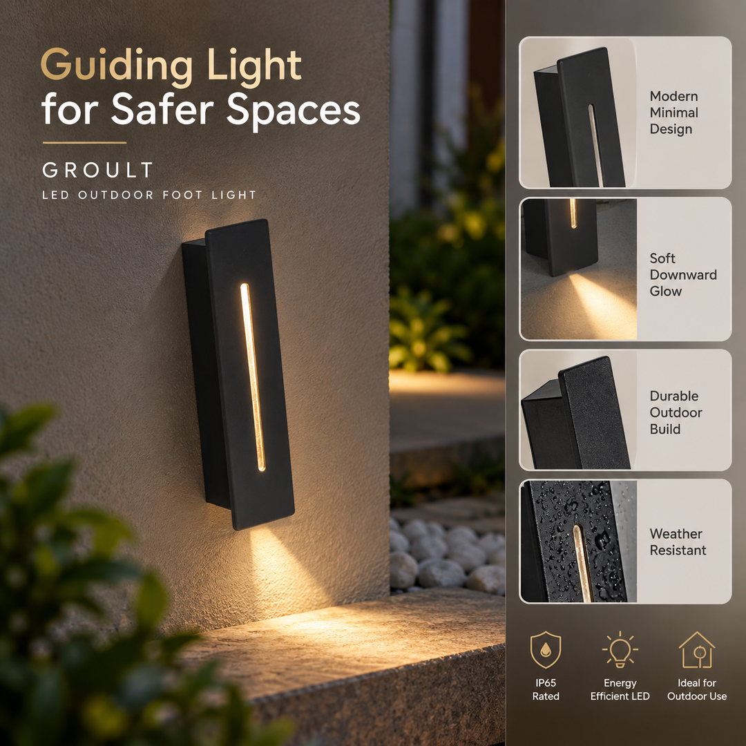GROULT LED Outdoor Foot Light In Black Finish