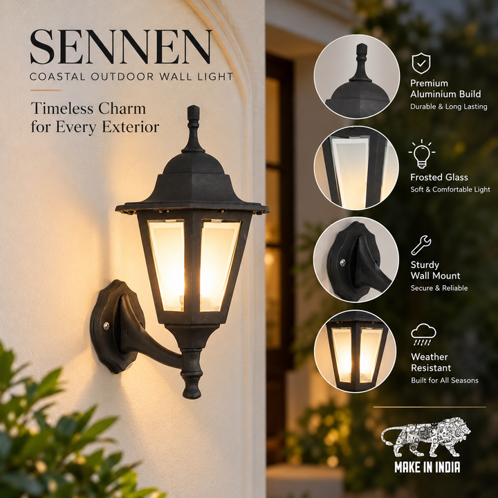 SENNEN Coastal Outdoor Wall Light in Black Finish