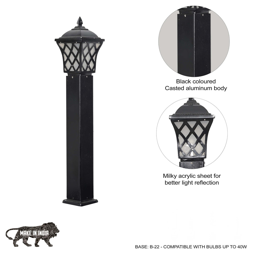 KATOWICE Single Light Outdoor Bollard Light In Black Finish