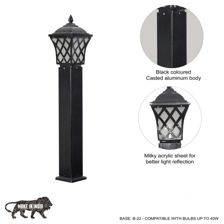 KATOWICE Single Light Outdoor Bollard Light In Black Finish