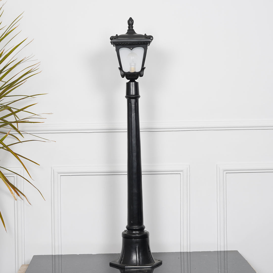 HELSINGOR Single Light Outdoor Bollard Light In Black Finish