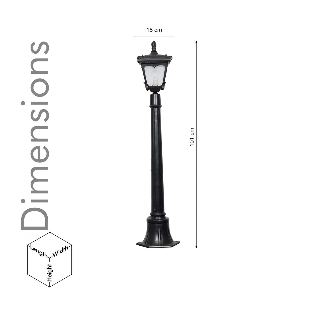 HELSINGOR Single Light Outdoor Bollard Light In Black Finish