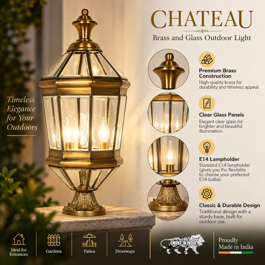 CHATEAU Brass and Glass Outdoor Light