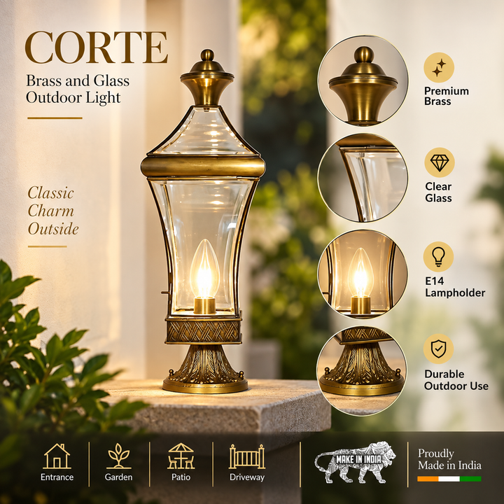 CORTE Solid Brass and Glass Outdoor Light