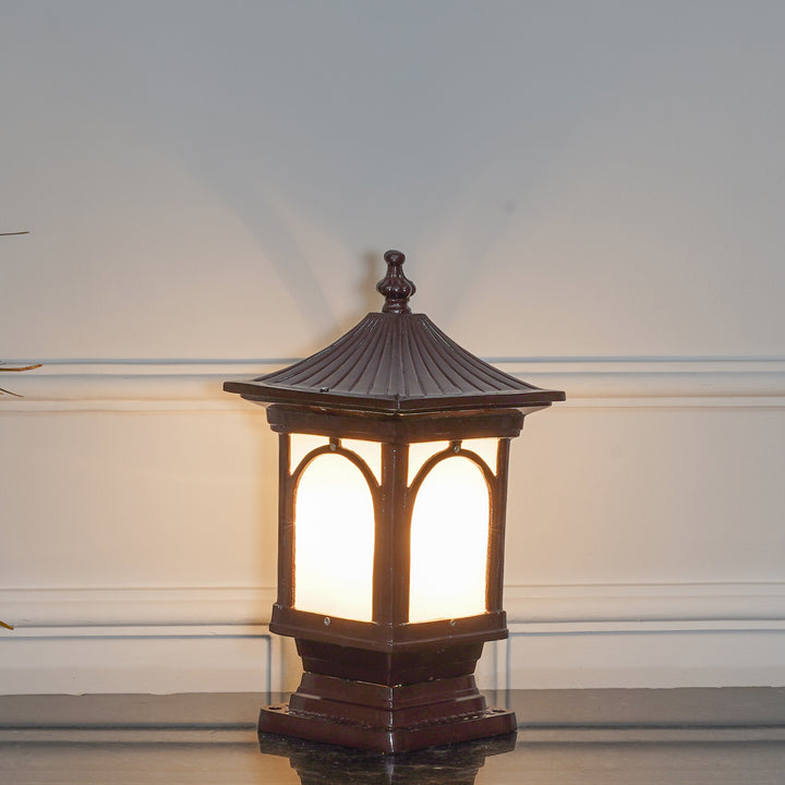 WINCHESTER Single Light Outdoor Pedestal Gate Light In Brown Finish