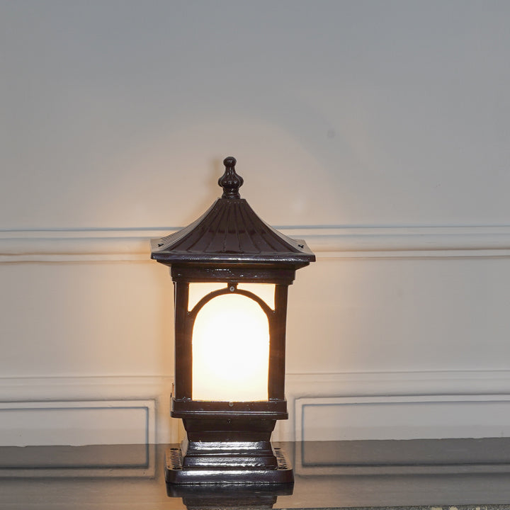 WINCHESTER Single Light Outdoor Pedestal Gate Light In Brown Finish