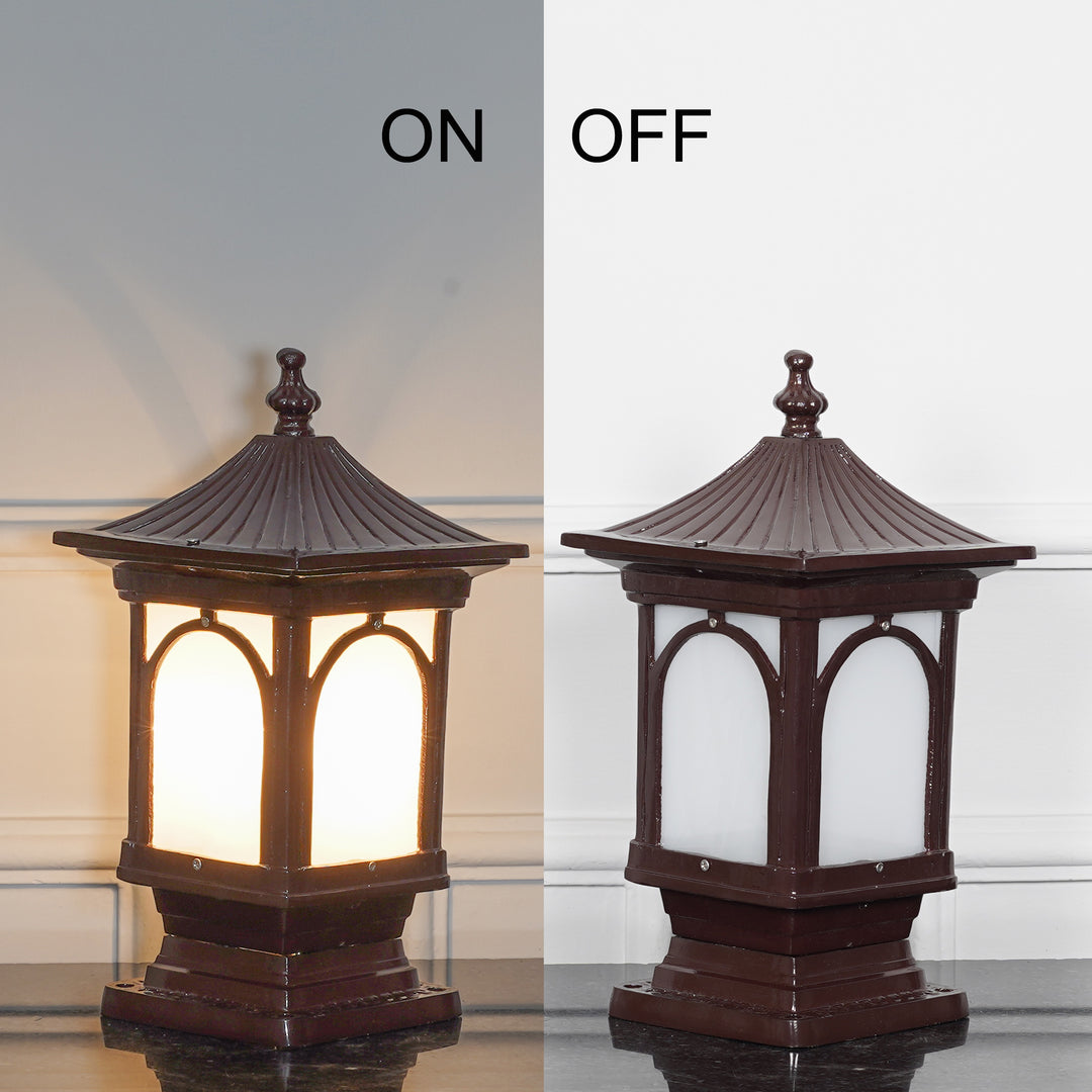 WINCHESTER Single Light Outdoor Pedestal Gate Light In Brown Finish