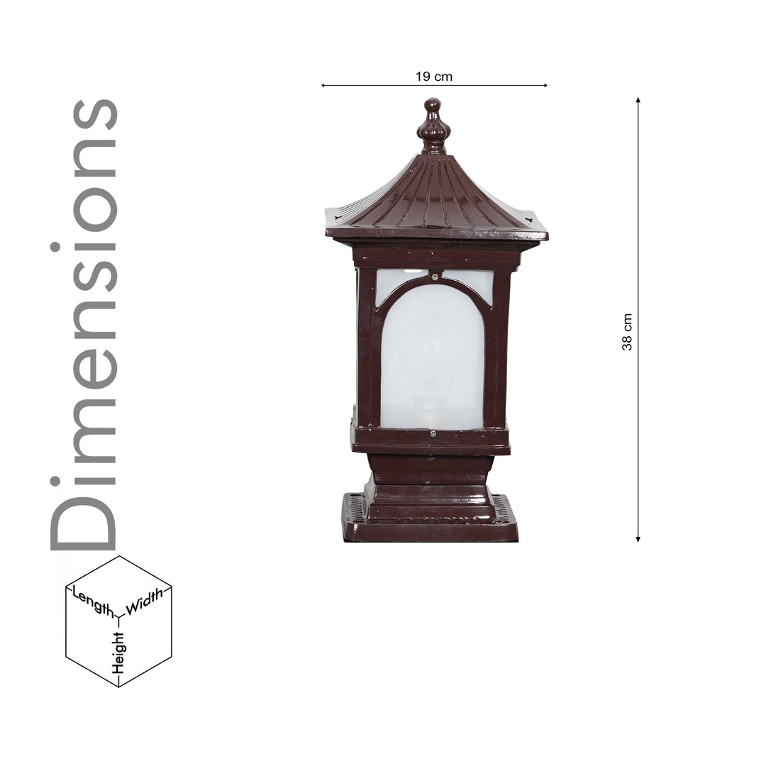 WINCHESTER Single Light Outdoor Pedestal Gate Light In Brown Finish