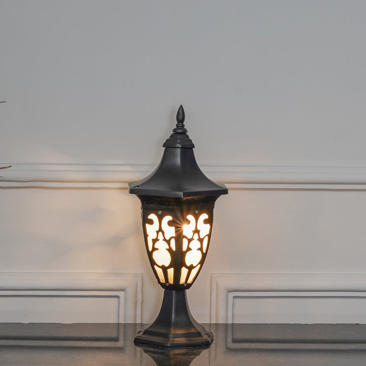 MILANO Single Light Outdoor Pedestal Gate Light In Black Finish