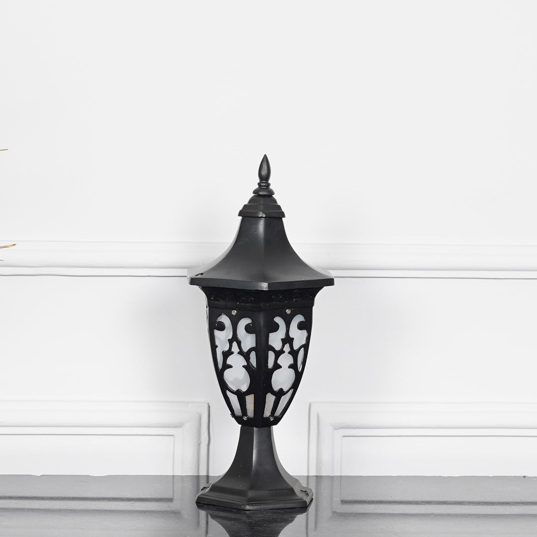 MILANO Single Light Outdoor Pedestal Gate Light In Black Finish