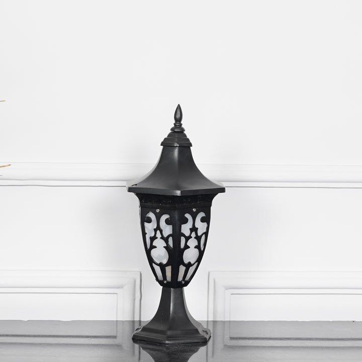 MILANO Single Light Outdoor Pedestal Gate Light In Black Finish