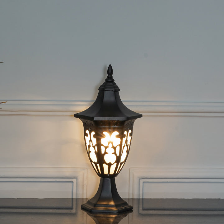 MILANO Single Light Outdoor Pedestal Gate Light In Black Finish