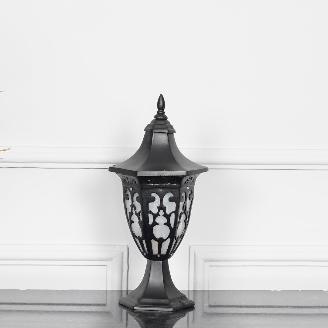 MILANO Single Light Outdoor Pedestal Gate Light In Black Finish