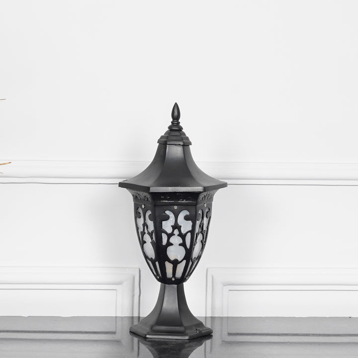 MILANO Single Light Outdoor Pedestal Gate Light In Black Finish