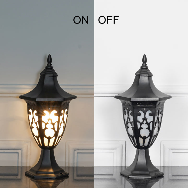 MILANO Single Light Outdoor Pedestal Gate Light In Black Finish