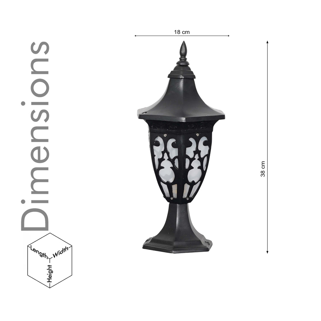 MILANO Single Light Outdoor Pedestal Gate Light In Black Finish