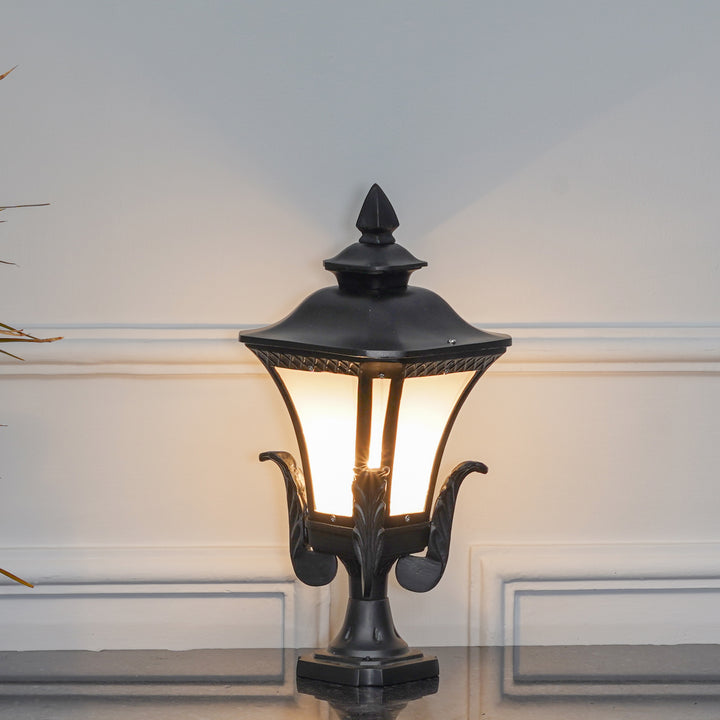 TOURNAI Single Light Outdoor Pedestal Gate Light In Black Finish