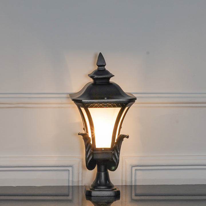 TOURNAI Single Light Outdoor Pedestal Gate Light In Black Finish