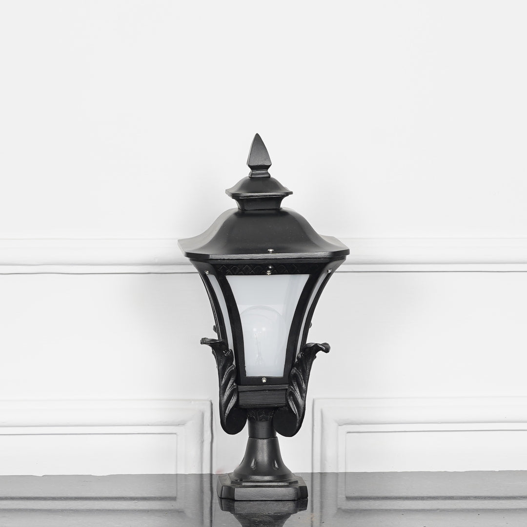 TOURNAI Single Light Outdoor Pedestal Gate Light In Black Finish