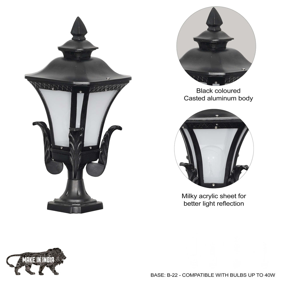 TOURNAI Single Light Outdoor Pedestal Gate Light In Black Finish