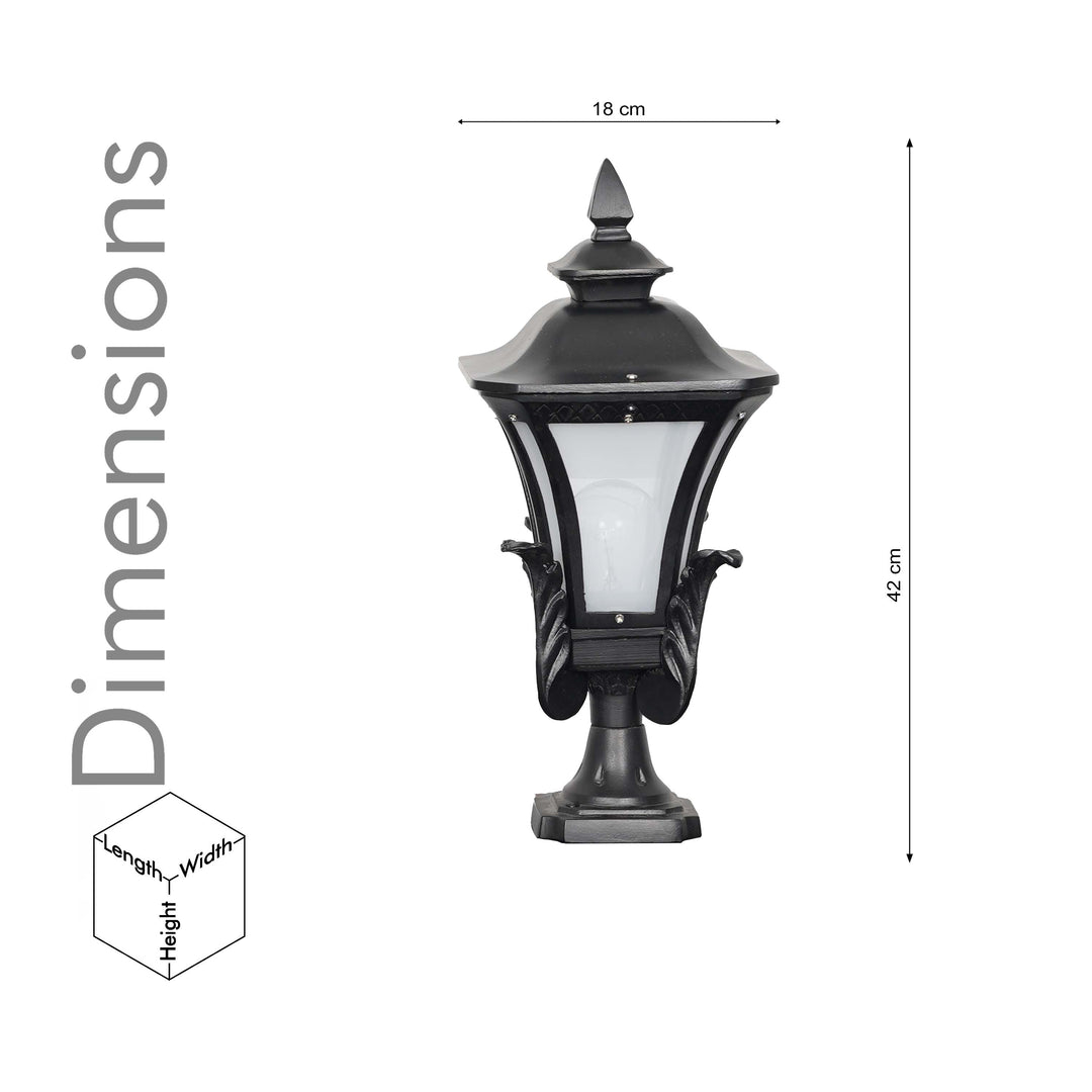TOURNAI Single Light Outdoor Pedestal Gate Light In Black Finish