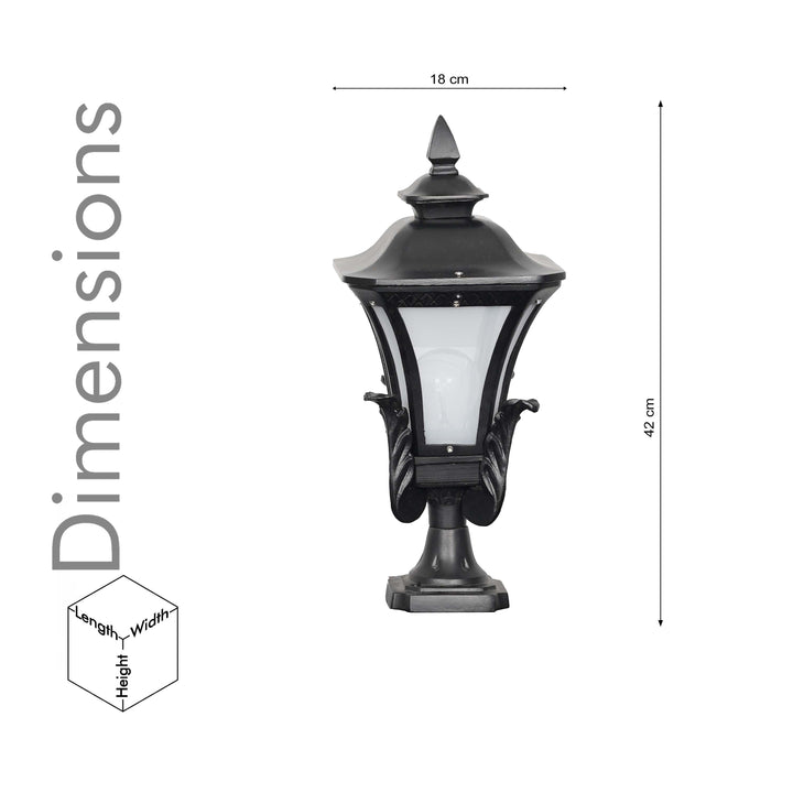 TOURNAI Single Light Outdoor Pedestal Gate Light In Black Finish