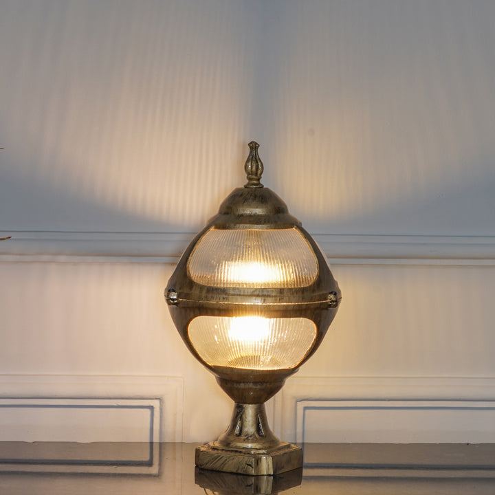 BAYVIEW Single Light Outdoor Pedestal Gate Light In Antique Gold Finish