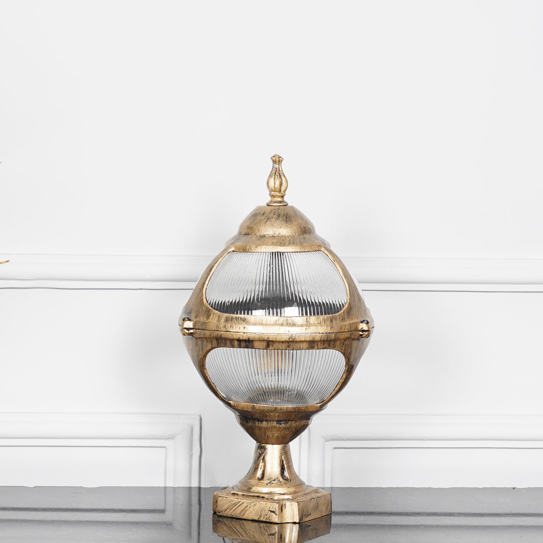 BAYVIEW Single Light Outdoor Pedestal Gate Light In Antique Gold Finish