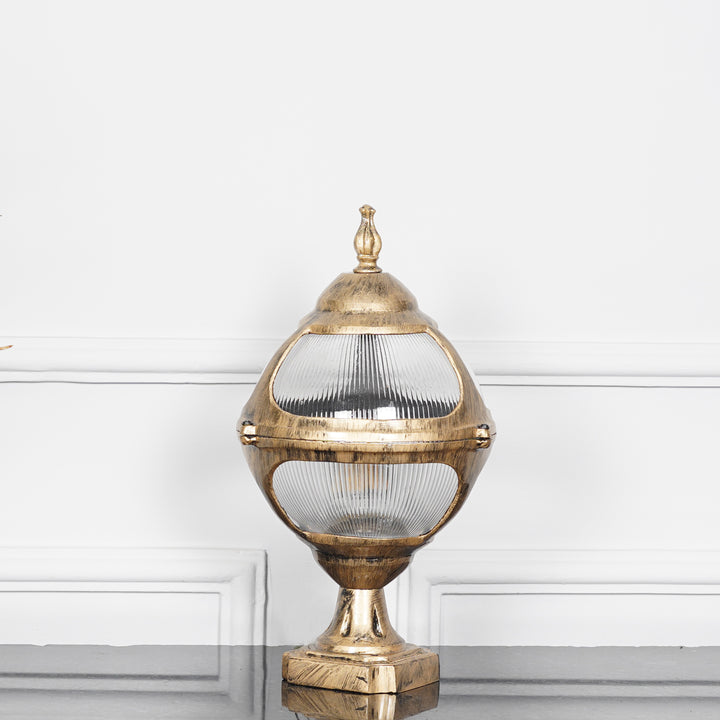 BAYVIEW Single Light Outdoor Pedestal Gate Light In Antique Gold Finish