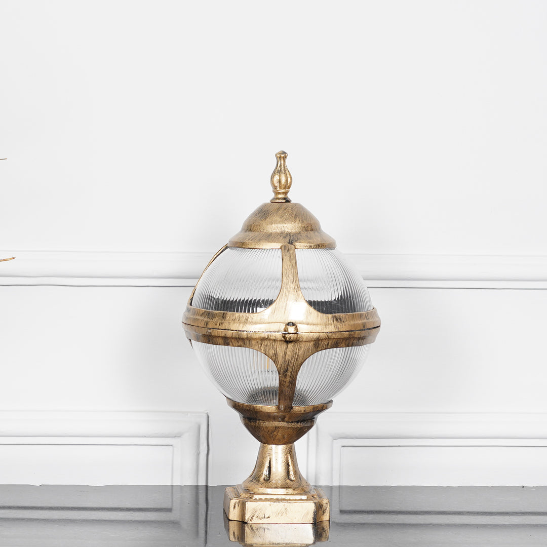 BAYVIEW Single Light Outdoor Pedestal Gate Light In Antique Gold Finish